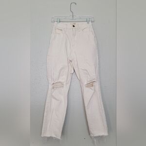 Universal Thread Vintage Straight Distressed Cream Denim Jeans